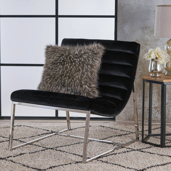Velvet Armchair Black Curved Modern Design Upholstered Sofa Chair Furniture Sofas Armchairs & Couches