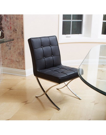 Pandora Modern Bonded Leather Dining Chair In Black Dining Chairs