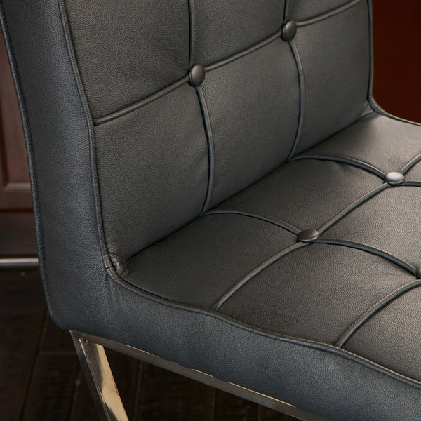 Pandora Bonded Leather & Steel Bar Stool In Black Benches Bar Stools