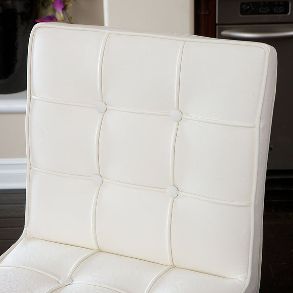 Pandora Bonded Leather & Steel Bar Stool In White Benches Bar Stools