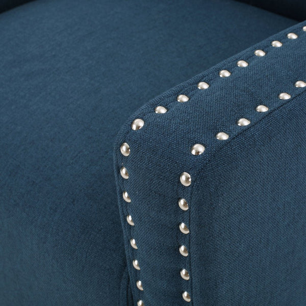 Camden Dark Blue Linen Studded Armchair Sofas Armchairs & Couches
