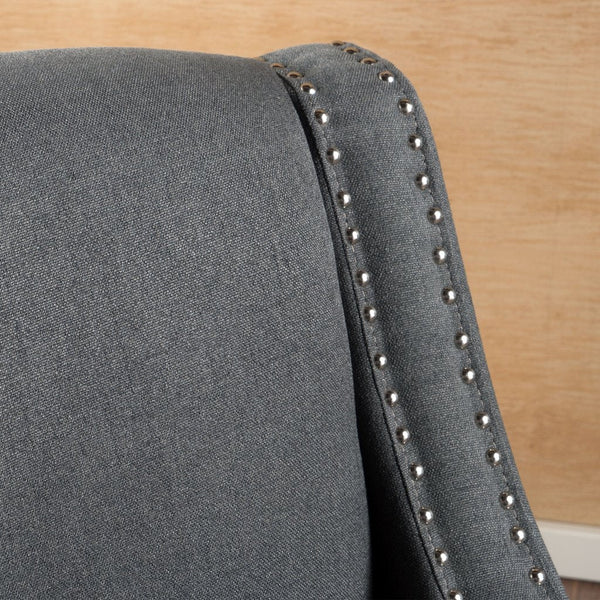 Linen Fabric Armchair With Studded Arms And Cushioned Seat For Living Room Sofas Armchairs & Couches