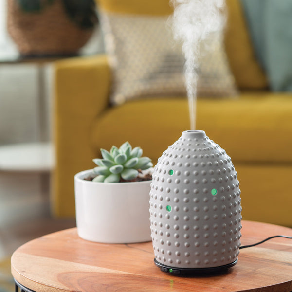 Gray Hobnail Ultrasonic Aroma Diffuser 100Ml Capacity Diffusers