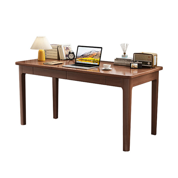 Mitch Solid Wood Study Desk /Rubberwood/Minimal Assembly/Walnut Home Office Desks
