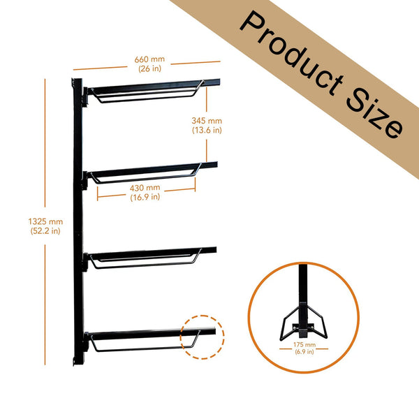 Samland Foldable 4 Tier Saddle Rack Wall Mounted Stand Space Saving Steel Holder For Horse Tack Hay Nets & Bags