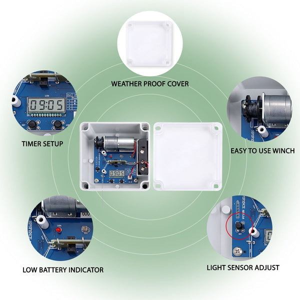 Aluminium Automatic Chicken Coop Door Opener With Timer And Light Sensor Small Animal Cages & Hutches
