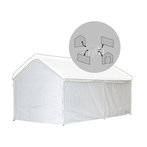 Samland Carport Wall For 10X20 Ft Garage Shelter Canopy (Pgs1107wall) White Accessory Only Sheds Summerhouses Carports