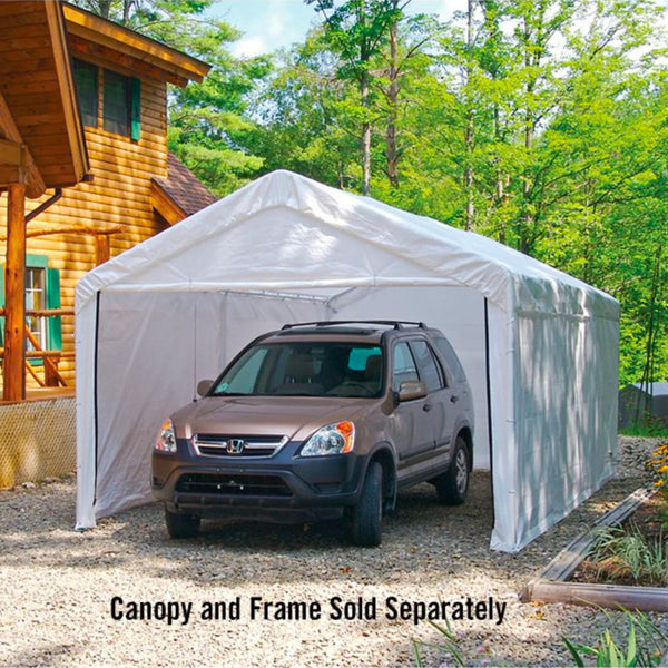 Samland Carport Wall For 10X20 Ft Garage Shelter Canopy (Pgs1107wall) White Accessory Only Sheds Summerhouses Carports