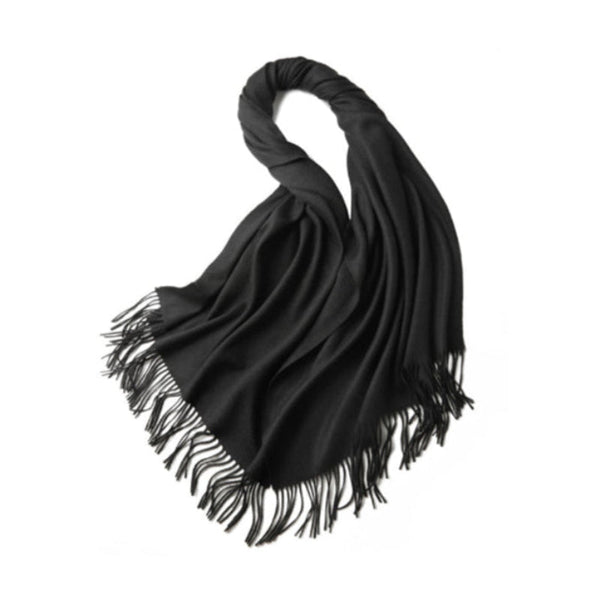 100% Merino Virgin Wool Shawl 970115 Black Scarves & Wraps