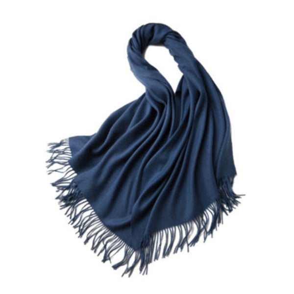 100% Merino Virgin Wool Shawl 970115 Navy Scarves & Wraps