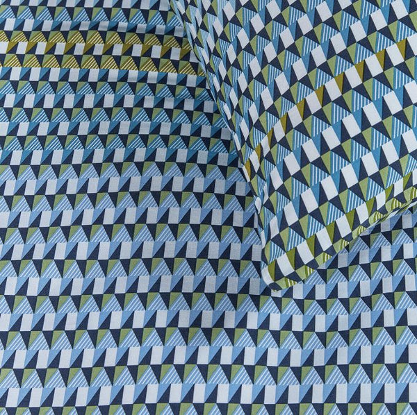 Cotton Sateen Quilt Cover Set Geometric Print Bedding King Size Quilt Covers