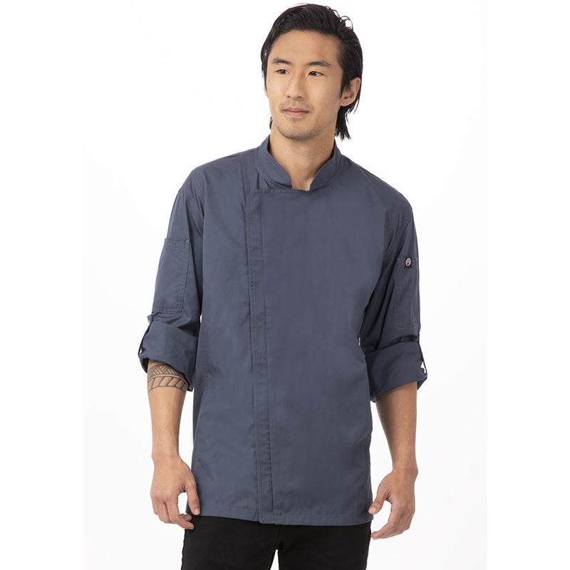 Hartford Men's Blue Zipper Chef Jacket By Works Chef Coats & Jackets