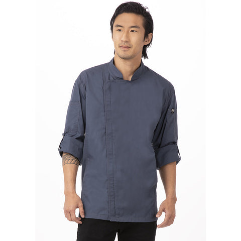 Hartford Men's Blue Zipper Chef Jacket By Works Chef Coats & Jackets