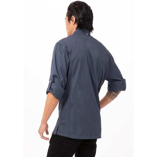 Hartford Men's Blue Zipper Chef Jacket By Works Chef Coats & Jackets