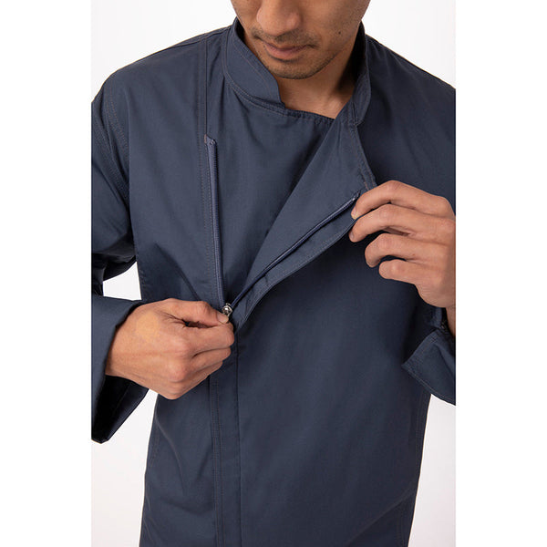 Hartford Men's Blue Zipper Chef Jacket By Works Chef Coats & Jackets