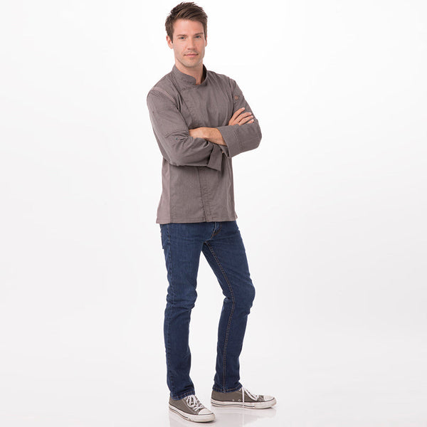 Hartford Men's Graphite Grey Zipper Chef Jacket By Works Chef Coats & Jackets