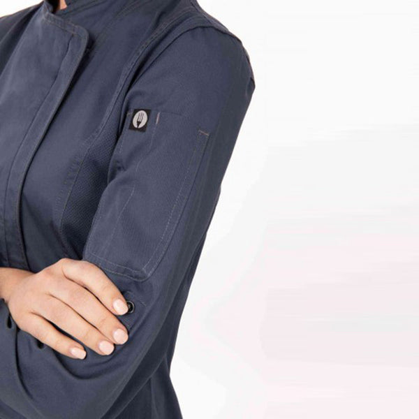Chef Works Hartford Women's Blue Zipper Jacket By Chef Coats & Jackets