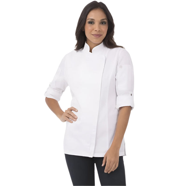 Xxl Chef Works Hartford Women's White Zipper Jacket By Chef Coats & Jackets