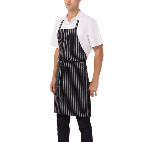 Restaurant Aprons Chef Works Chalk Stripe Black Bib Apron By