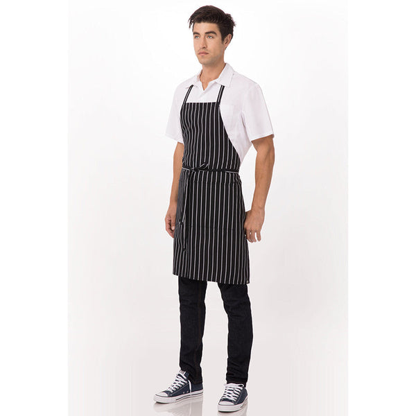 Restaurant Aprons Chef Works Chalk Stripe Black Bib Apron By