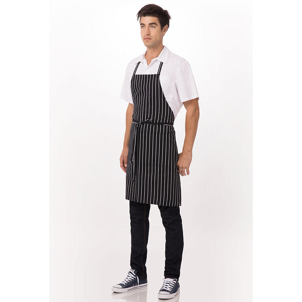 Chef Works Chalk Stripe Black Bib Apron By Restaurant Aprons