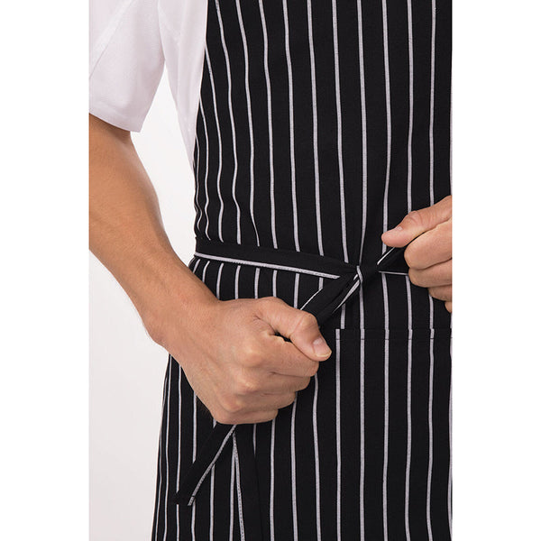 Chef Works Chalk Stripe Black Bib Apron By Restaurant Aprons