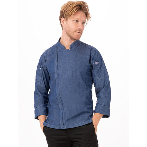 Chef Works Gramercy Men's Denim Indigo Blue Zipper Jacket By Chef Coats & Jackets