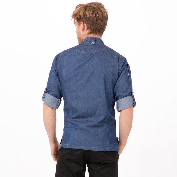 Chef Works Gramercy Men's Denim Indigo Blue Zipper Jacket By Chef Coats & Jackets