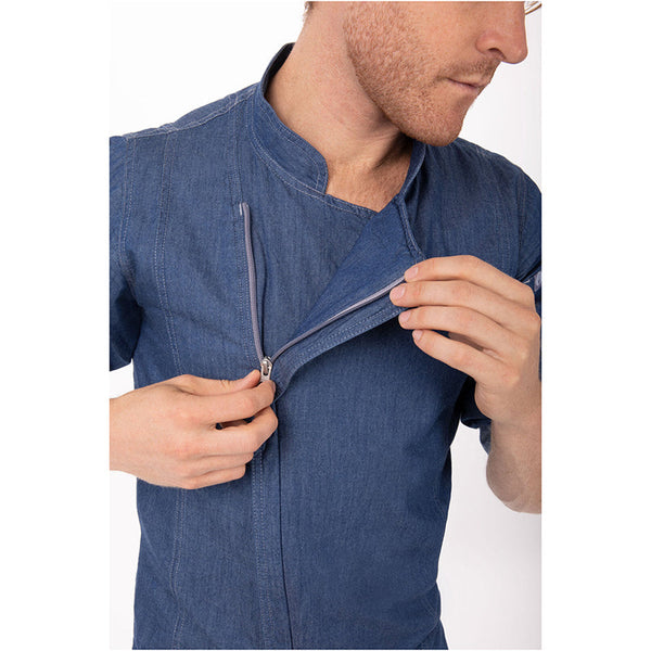 Chef Works Gramercy Men's Denim Indigo Blue Zipper Jacket By Chef Coats & Jackets