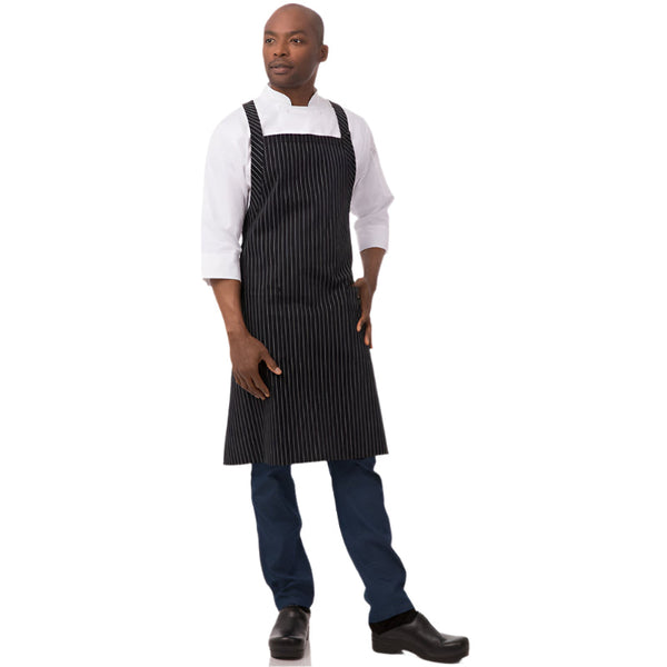 Chef Works Cross Back Black White Stripe Bib Apron By Restaurant Aprons