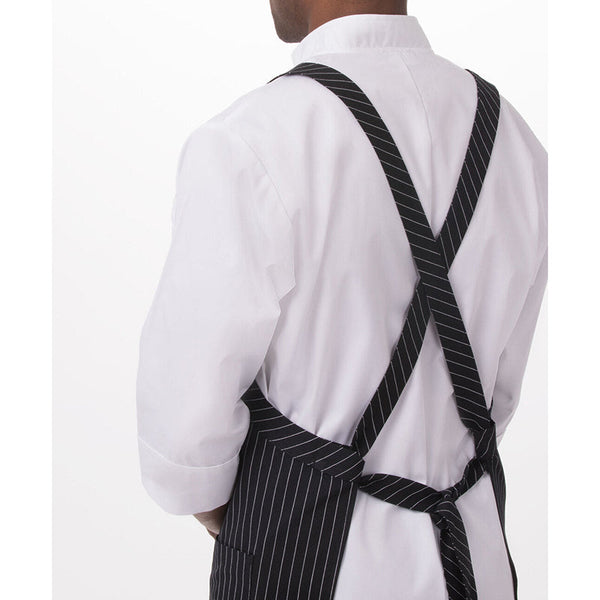 Chef Works Cross Back Black White Stripe Bib Apron By Restaurant Aprons