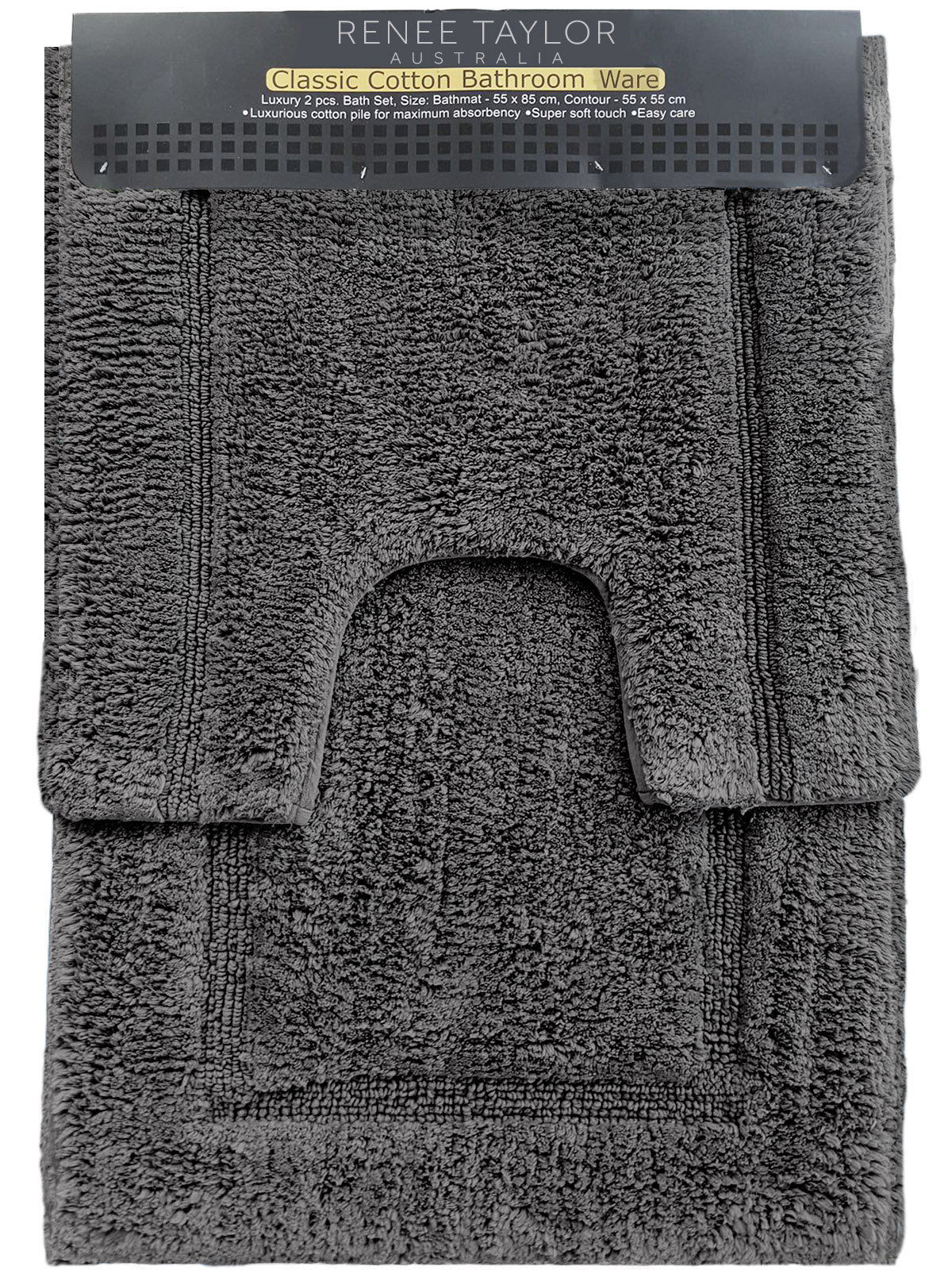 Renee Taylor 2 Piece 2200 Gsm Tufted Nickel Bath Mat Set By Non Slip Appliqués & Mats