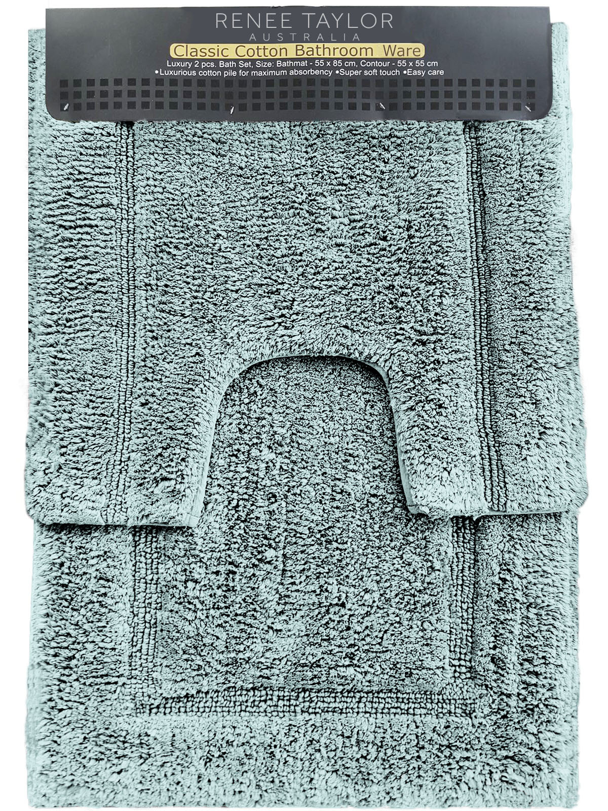 Renee Taylor 2 Piece 2200 Gsm Tufted Gray Mist Bath Mat Set By Non Slip Appliqués & Mats