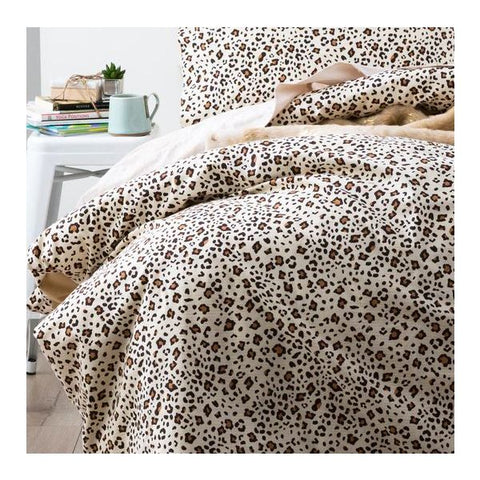 Park Avenue 175 Gsm Egyptian Cotton Flannelette Snow Leopard King Quilt Cover Set Quilt Covers