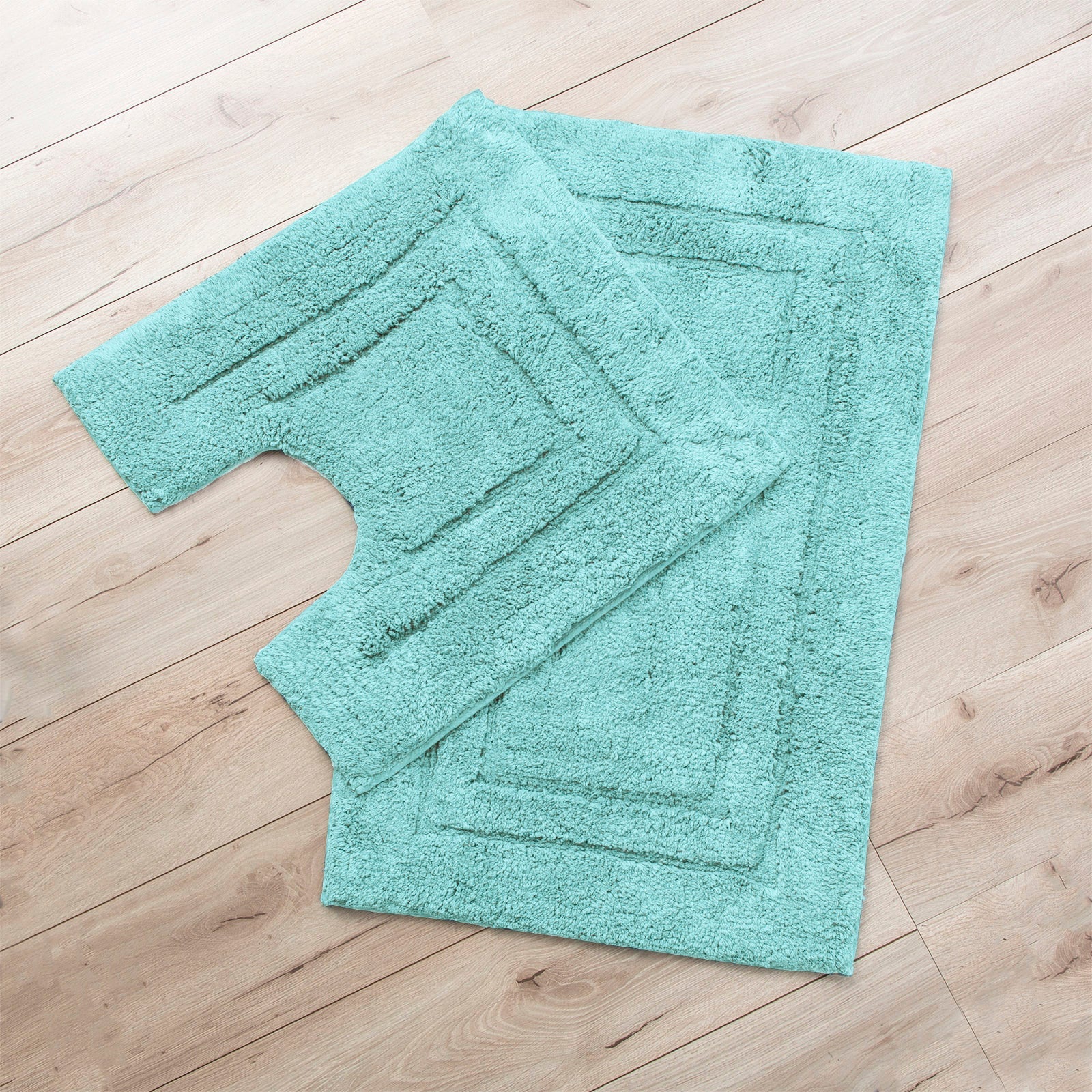 Renee Taylor 2200 Gsm Piece Tufted Aqua Bath Mat Set By Non Slip Appliqués & Mats