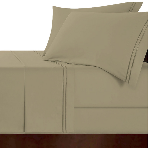Strada Embroidered 1000 Tc Egyptian Cotton Taupe Deep King Sheet Sets By Renee Taylor Sheets