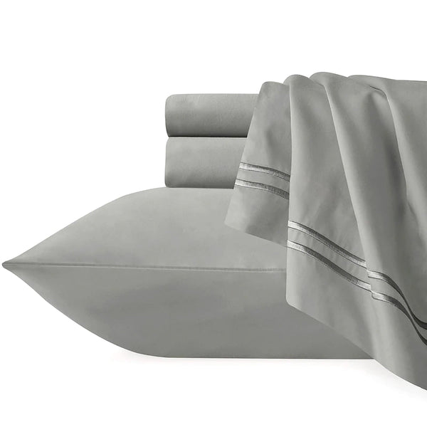 Strada Embroidered 1000 Tc Egyptian Cotton Silver Charcoal Split King Sheet Sets By Renee Taylor Sheets