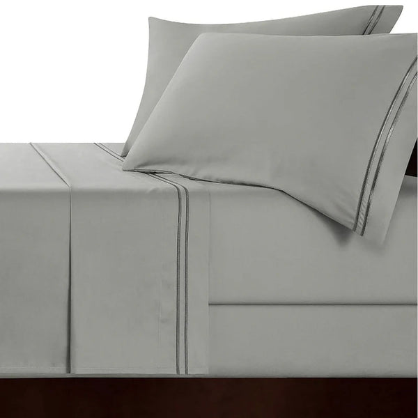 Strada Embroidered 1000 Tc Egyptian Cotton Silver Charcoal Split King Sheet Sets By Renee Taylor Sheets