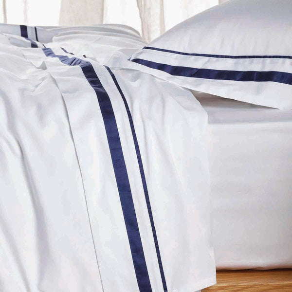 Cloud 1000 Tc Egyptian Cotton White Navy Deep Queen Sheet Sets By Renee Taylor Sheets