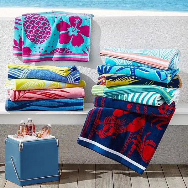 Renee Taylor 2 Pack Velour Large Beach Towel 100 X 180 Cms Tropicalia Towels & Washcloths