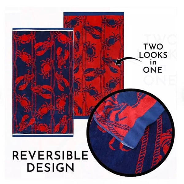 Renee Taylor 2 Pack Velour Large Beach Towel 100 X 180 Cms Fresh Catch Towels & Washcloths