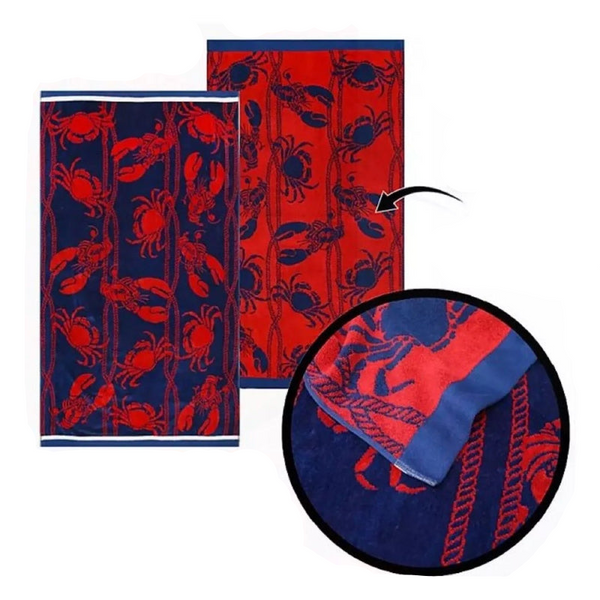 Renee Taylor 2 Pack Velour Large Beach Towel 100 X 180 Cms Fresh Catch Towels & Washcloths