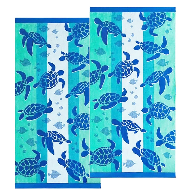 Renee Taylor 2 Pack Velour Kids Beach Towel 75 X 150 Cms Sealife Turtles Towels & Washcloths