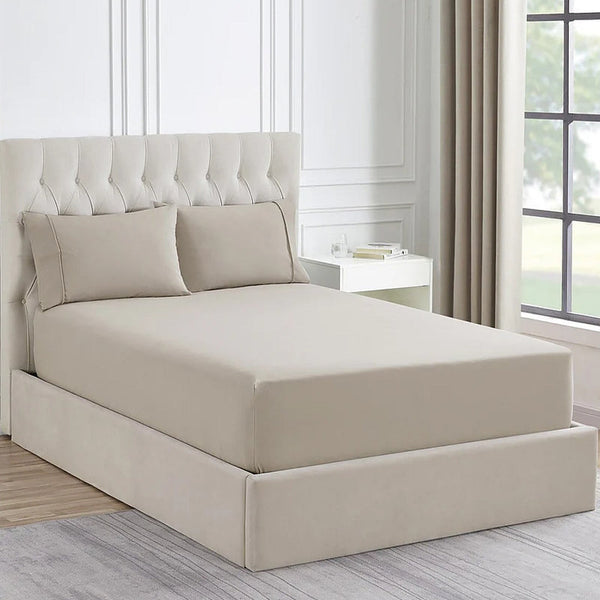 Ddecor Home 1500 Thread Count Premium Cotton Blend Sand Queen Combo Set By Sheets