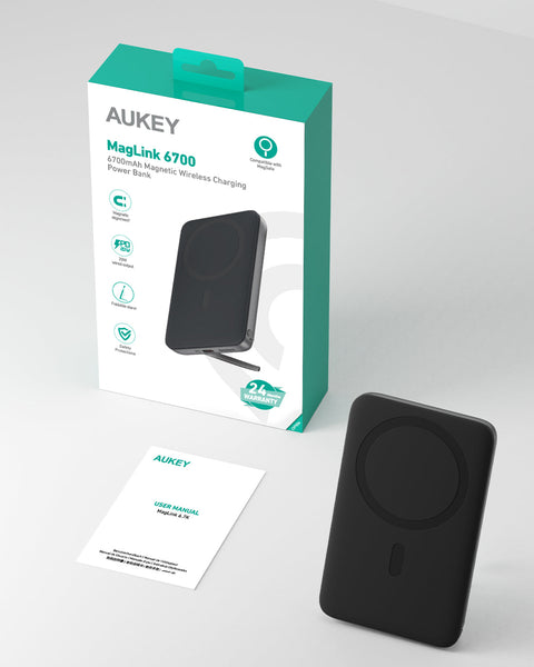 Aukey Maglinnk 6700Mah Magnetic Wireless Charging Power Bank (Pb Ms01) Other Mobile Accessories