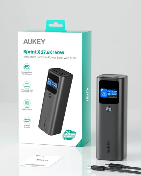 Aukey Sprint X 27.6K 140W 27600Mah Portable Power Bank With Pd3.1 (Pb Y45) Other Mobile Accessories