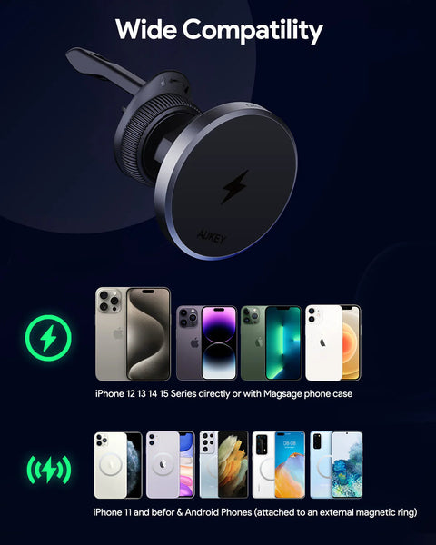 Aukey Maglink Dash Magnetic Fast Wireless Charging Phone Mount (Hd Mc13) Chargers & Cradles