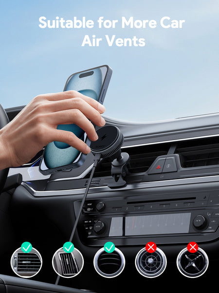 Aukey Magfusion Dash Pro Qi2 Magnetic Fast Wireless Charging Phone Mount With Active Cooling (Hd Mc13a) Chargers & Cradles