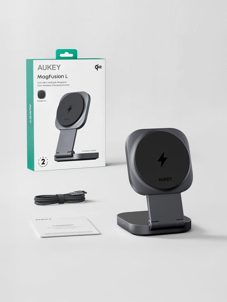 Aukey Magfusion L Qi2 Foldable In 1 Magnetic Wireless Charger (Lc Mc211) Chargers & Cradles