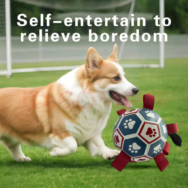 Interactive Dog Soccer Ball Toy With Air Pump Durable Tug Of War Training Dog Toys